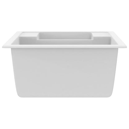 Kjøkkenvask med overløpshull dobbel kum Hvit granitt