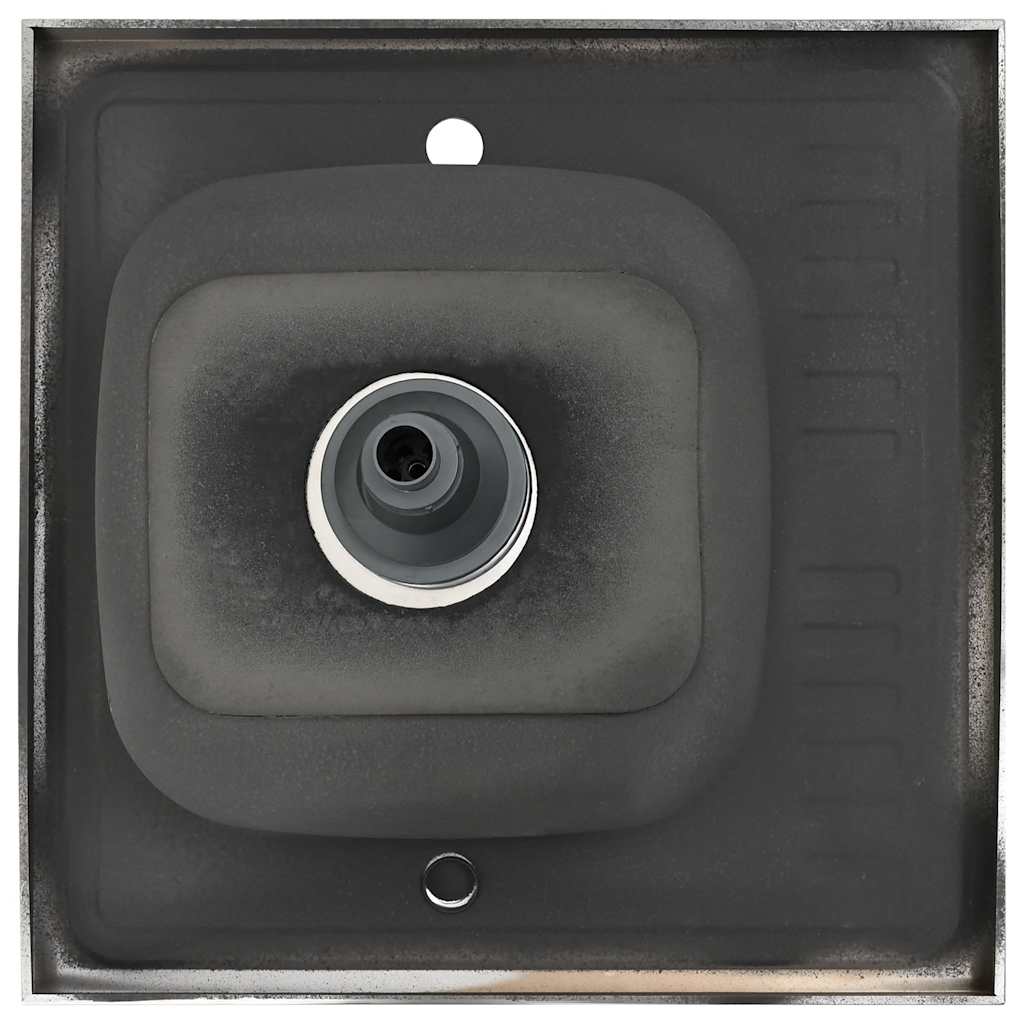 Kjøkkenvask med avløpssett sølv 600x600x155 mm rustfritt stål