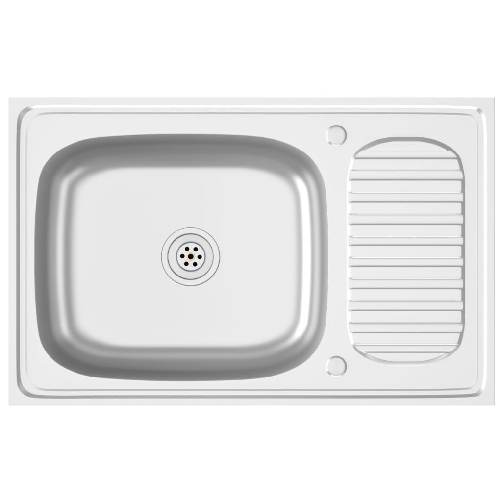 Kjøkkenvask med avløpssett sølv 800x500x155 mm rustfritt stål