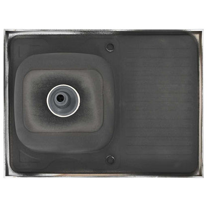 Kjøkkenvask med avløpssett sølv 800x600x155 mm rustfritt stål