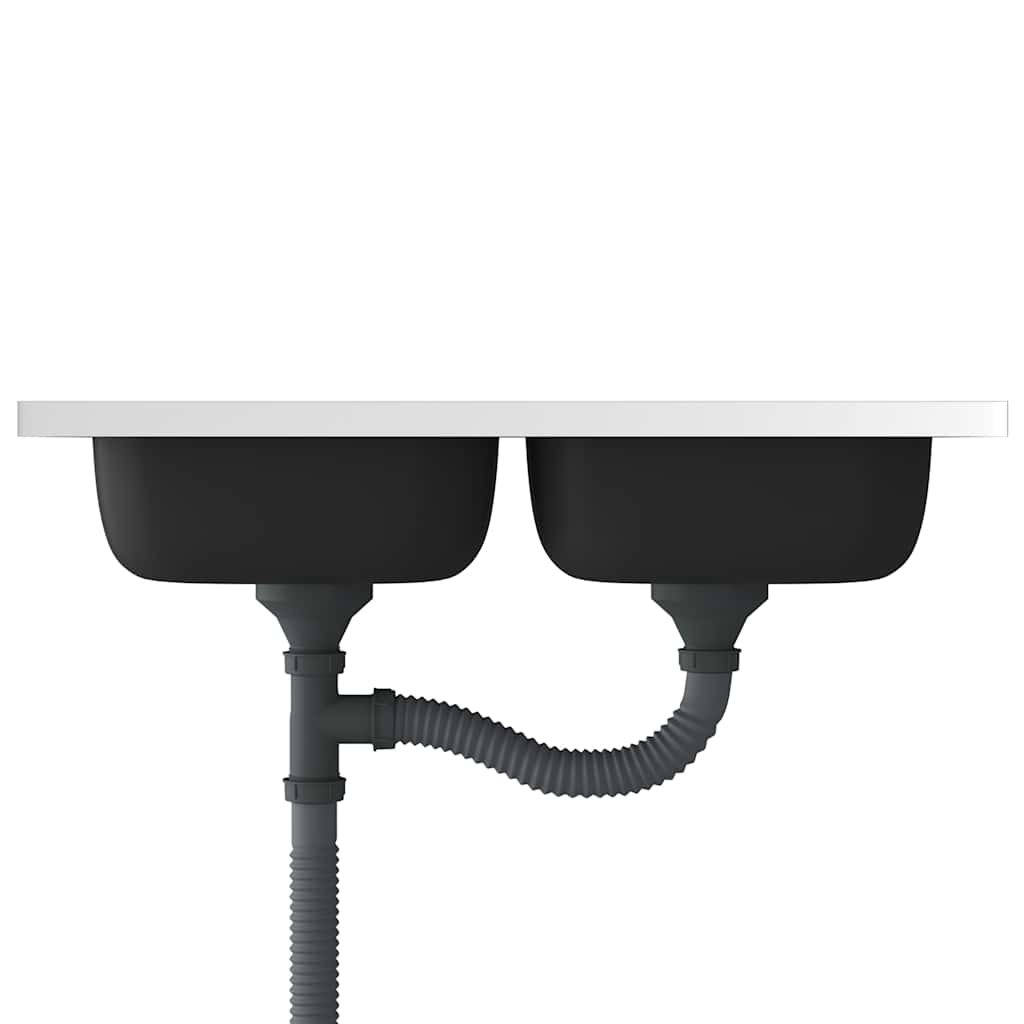 Kjøkkenvask Dobbel sølv 800x500x155 mm rustfritt stål