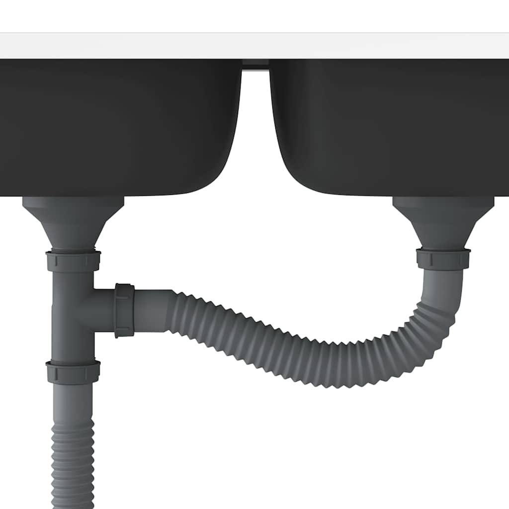 Kjøkkenvask Dobbel sølv 800x500x155 mm rustfritt stål