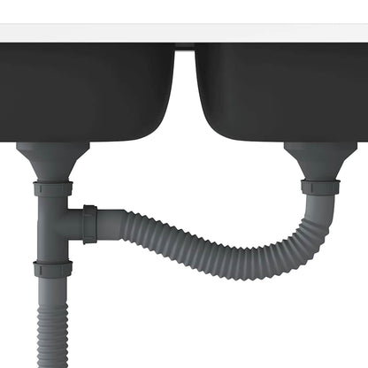 Kjøkkenvask Dobbel sølv 800x500x155 mm rustfritt stål