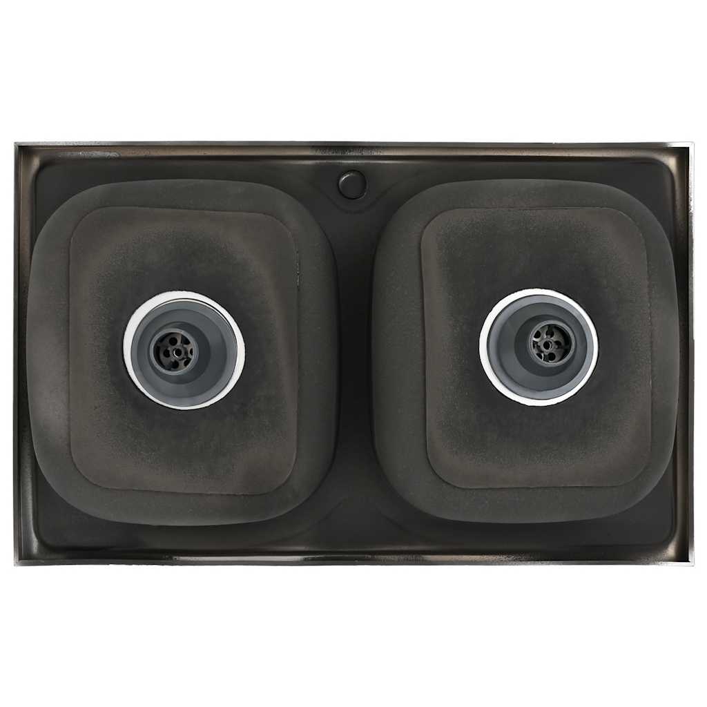 Kjøkkenvask Dobbel sølv 800x500x155 mm rustfritt stål