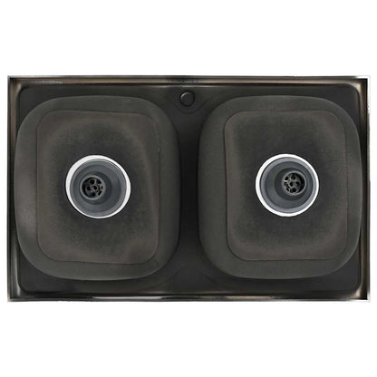 Kjøkkenvask Dobbel sølv 800x500x155 mm rustfritt stål