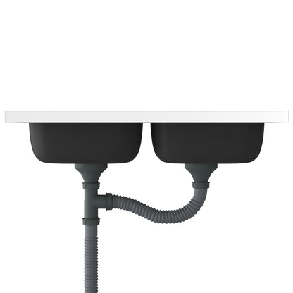 Kjøkkenvask Dobbel sølv 800x600x155 mm rustfritt stål