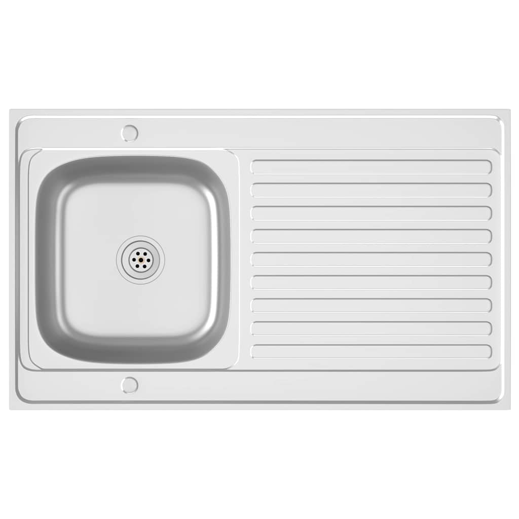 Kjøkkenvask med avrenning sølv 1000x600x155 mm rustfritt stål