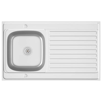 Kjøkkenvask med avrenning sølv 1000x600x155 mm rustfritt stål