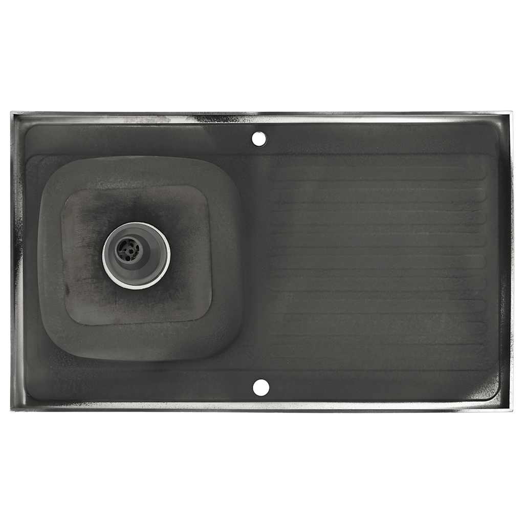 Kjøkkenvask med avrenning sølv 1000x600x155 mm rustfritt stål