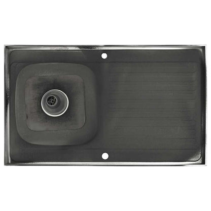 Kjøkkenvask med avrenning sølv 1000x600x155 mm rustfritt stål
