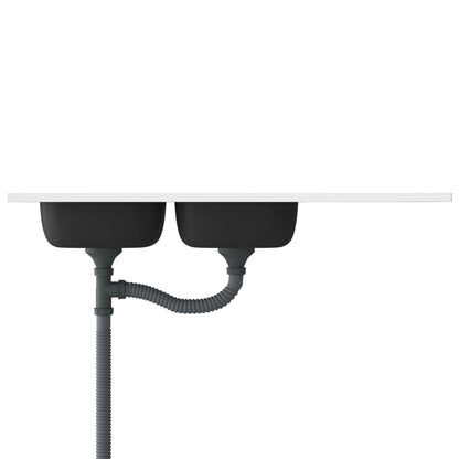 Kjøkkenvask Dobbel sølv 1200x500x155 mm rustfritt stål