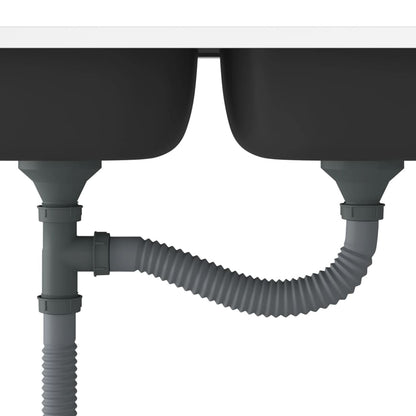 Kjøkkenvask Dobbel sølv 1200x500x155 mm rustfritt stål