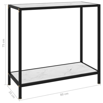 Avlastningsbord Konsollbord Hvit 80x35x75 cm herdet glass