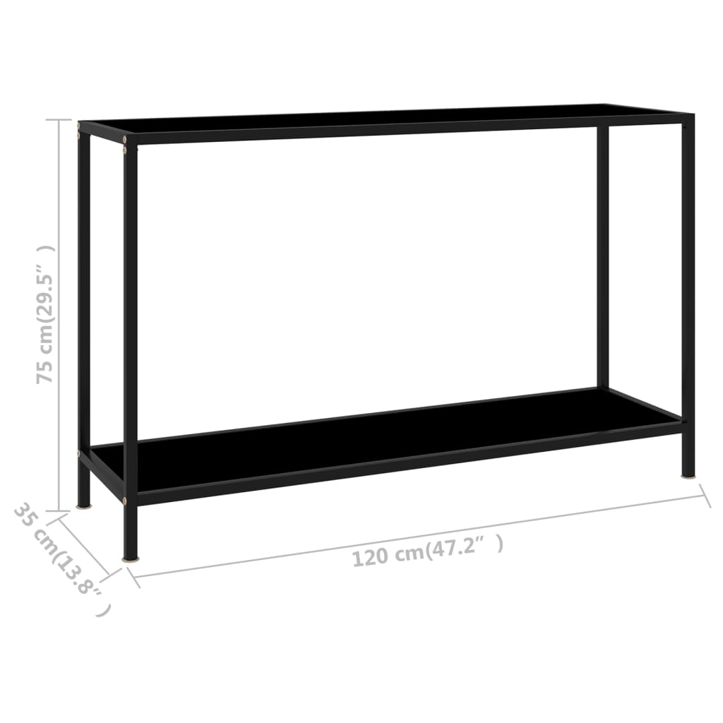 Avlastningsbord konsollbord Svart 120x35x75 cm herdet glass