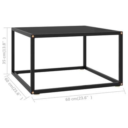 Salongbord Sofabord Svart med Svart glass 60x60x35 cm