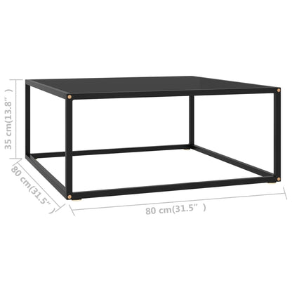 Salongbord Sofabord Svart med Svart glass 80x80x35 cm