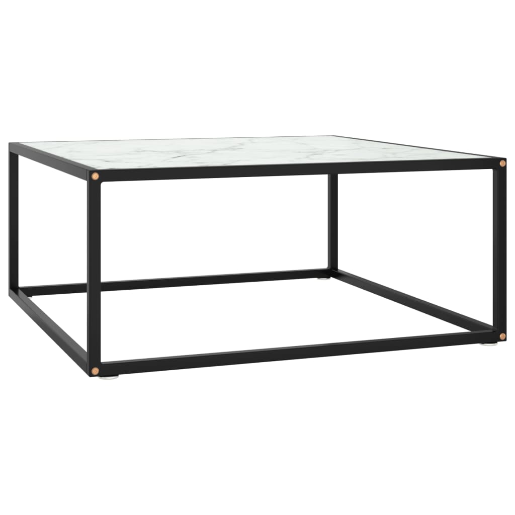 Salongbord Sofabord DIV. Svart med Hvitt marmorglass 80x80x35 cm