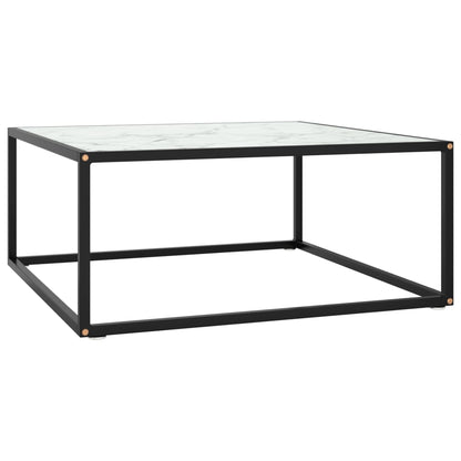 Salongbord Sofabord DIV. Svart med Hvitt marmorglass 80x80x35 cm