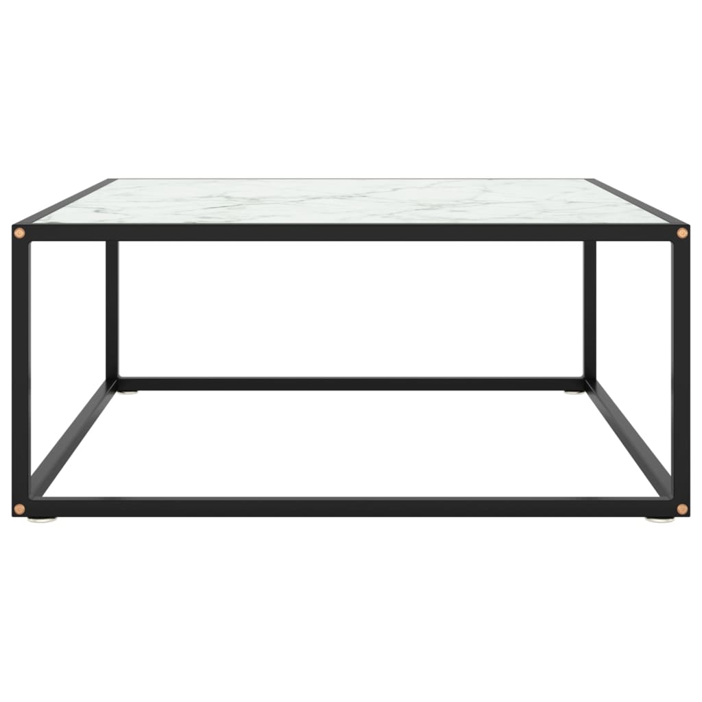 Salongbord Sofabord DIV. Svart med Hvitt marmorglass 80x80x35 cm