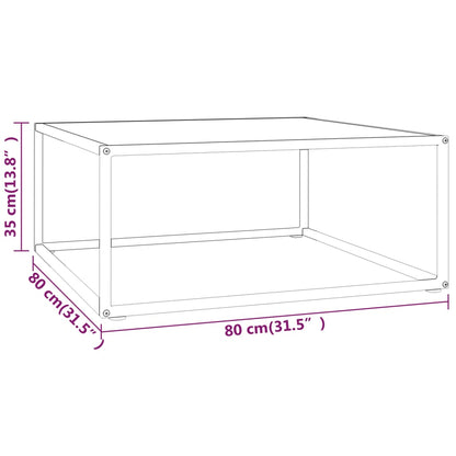 Salongbord Sofabord DIV. Svart med Hvitt marmorglass 80x80x35 cm