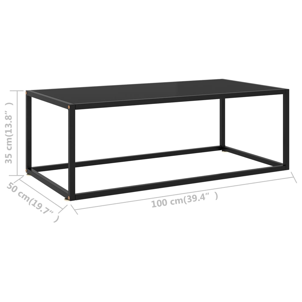 Salongbord Sofabord Svart med Svart glass 100x50x35 cm