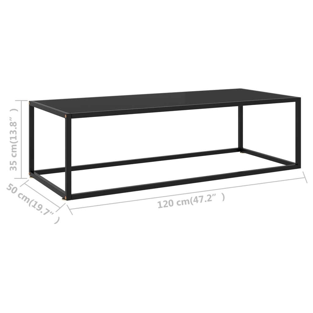 Salongbord Sofabord Svart med Svart glass 120x50x35 cm