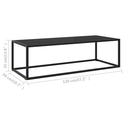 Salongbord Sofabord Svart med Svart glass 120x50x35 cm