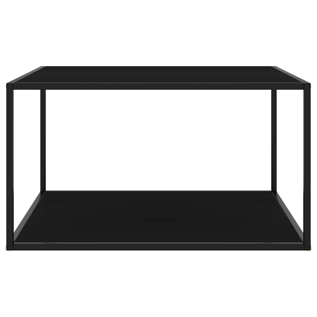 Salongbord svart med svart glass 90x90x50 cm