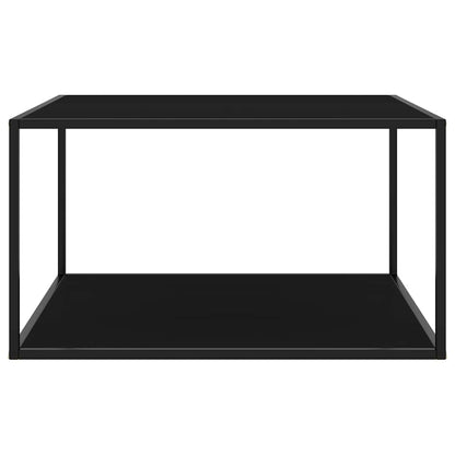 Salongbord svart med svart glass 90x90x50 cm