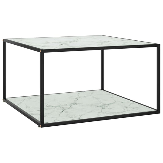 Salongbord Sofabord Svart med hvitt marmorglass 90x90x50 cm
