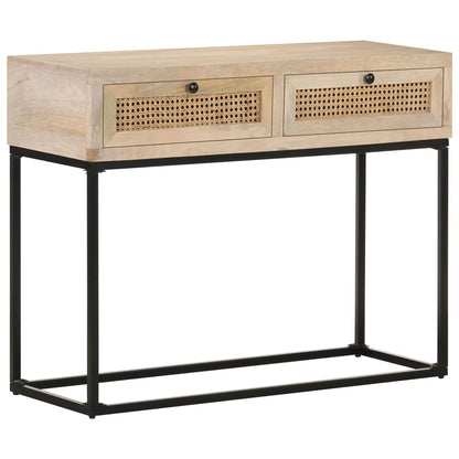 Avlastningsbord Konsollbord Tre 100x35x76 cm heltre mango og naturlig stokk