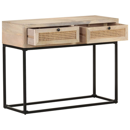 Avlastningsbord Konsollbord Tre 100x35x76 cm heltre mango og naturlig stokk