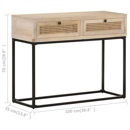 Avlastningsbord Konsollbord Tre 100x35x76 cm heltre mango og naturlig stokk