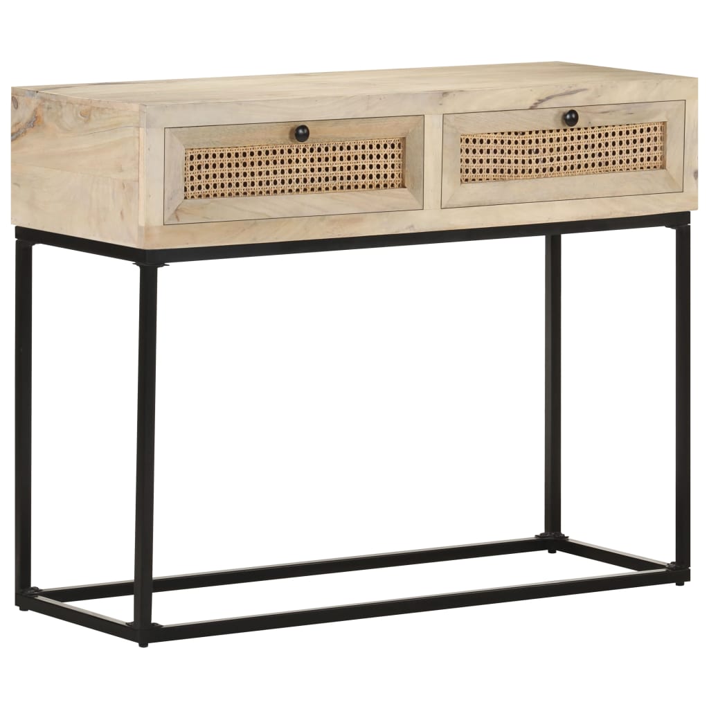 Avlastningsbord Konsollbord Tre 100x35x76 cm heltre mango og naturlig stokk