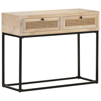 Avlastningsbord Konsollbord Tre 100x35x76 cm heltre mango og naturlig stokk