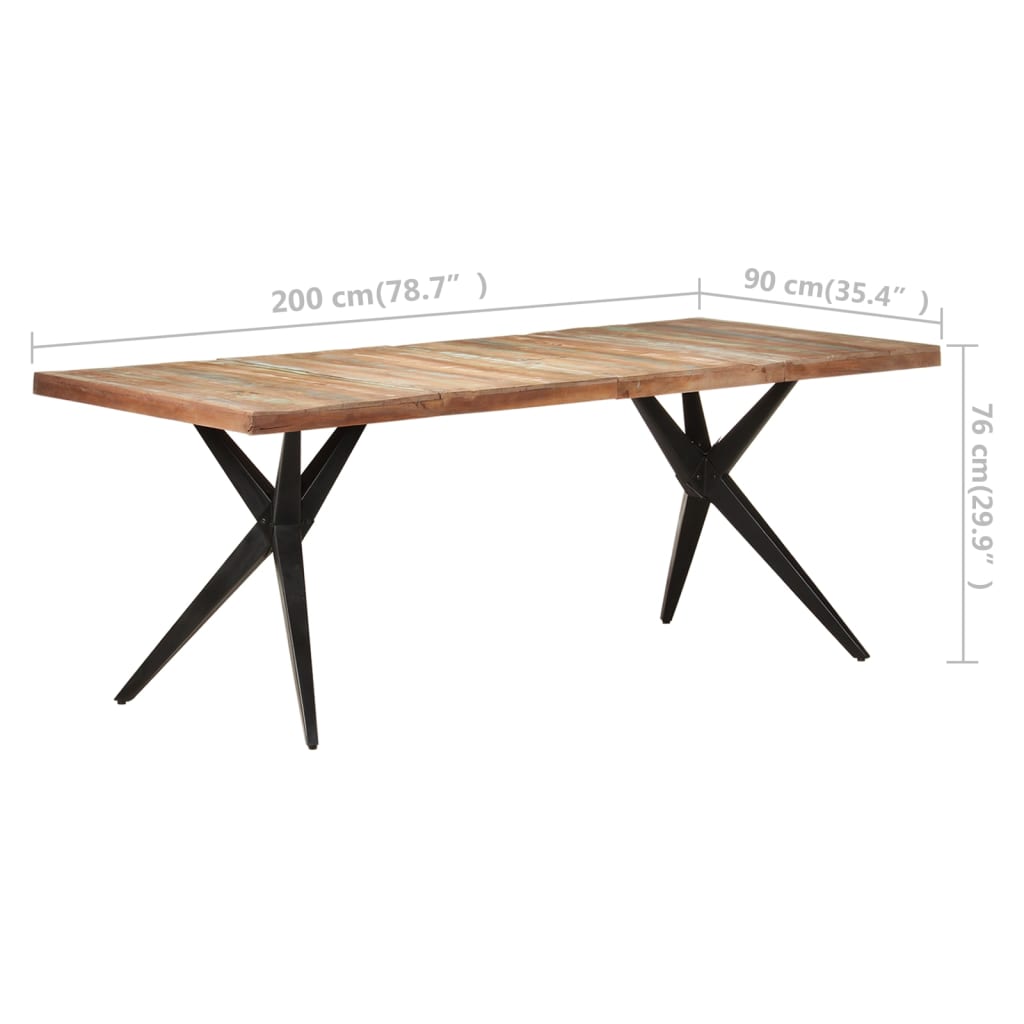 Spisebord Kjøkkenbord Tre 200x90x76 cm gjenvunnet heltre