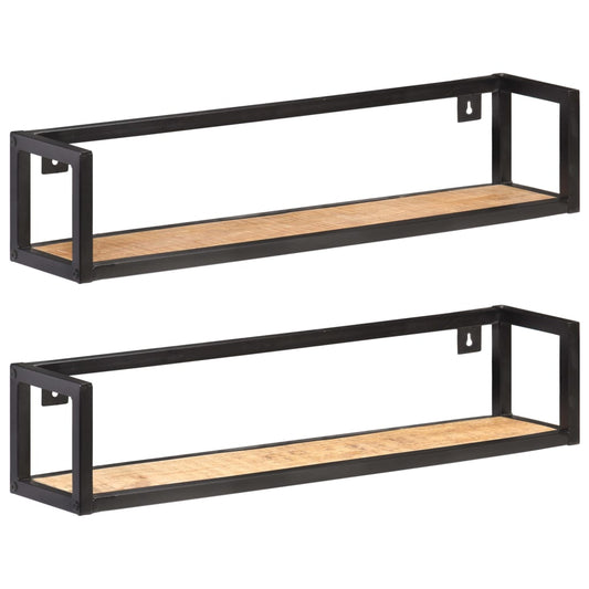 Vegghylle Tre 2 stk 80 cm grov heltre mango