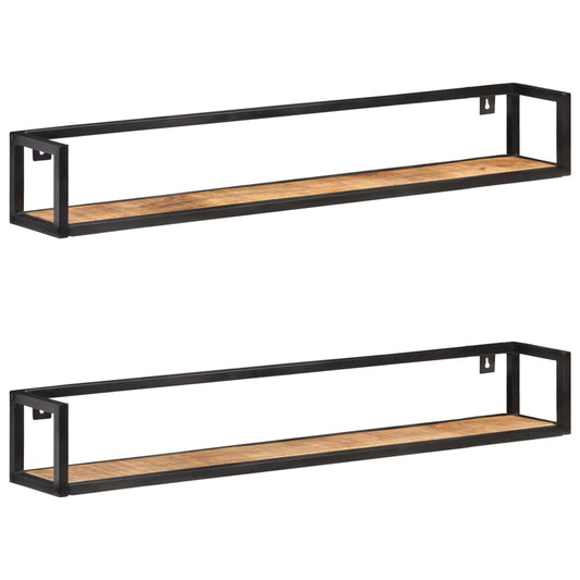 Vegghylle Tre 2 stk 120 cm grov heltre mango