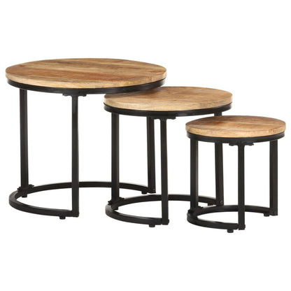 Sidebord Tre 3 stk grovt mangotre