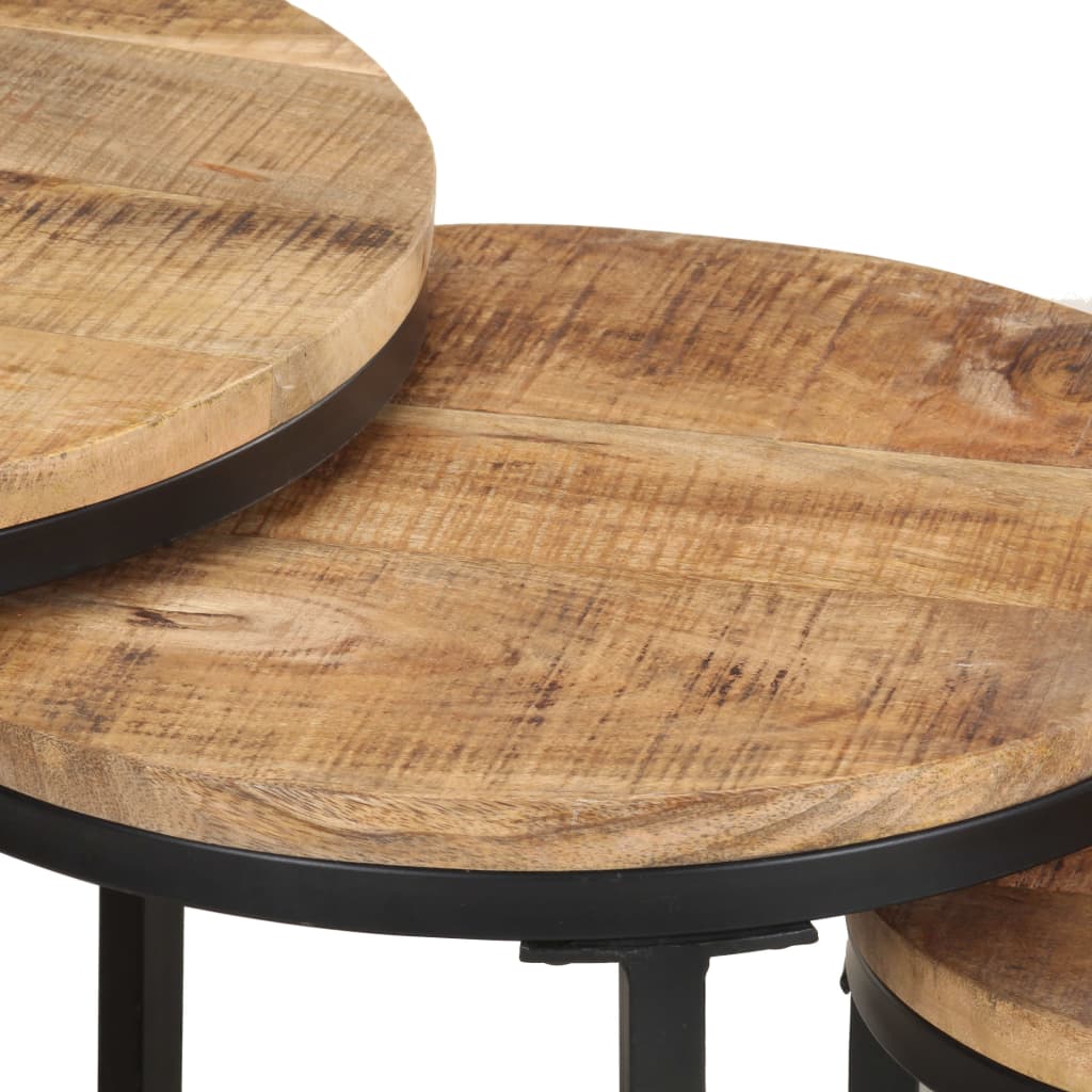 Sidebord Tre 3 stk grovt mangotre