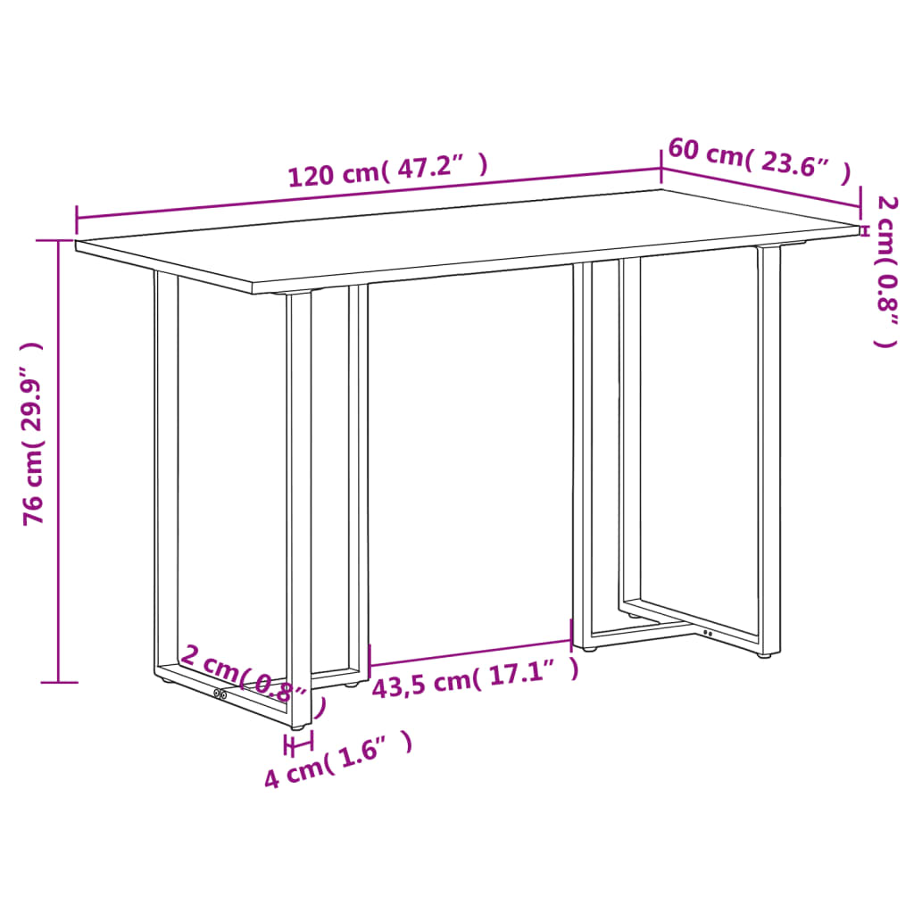 Spisebord Kjøkkenbord Tre 120 cm grovt heltre mangotre
