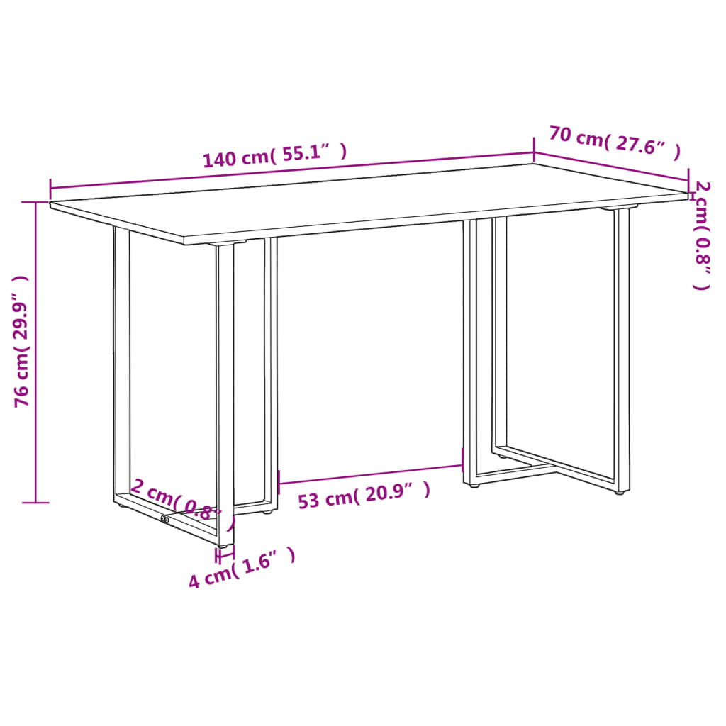 Spisebord Kjøkkenbord Tre 140 cm grovt mangotre