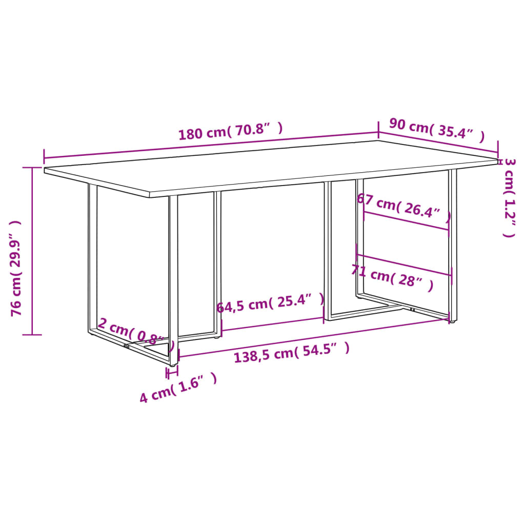 Spisebord Kjøkkenbord Tre 180 cm grovt mangotre