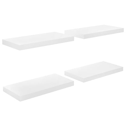 Vegghylle Høyglans Hvit Flytende 4 stk 50x23x3,8 cm MDF
