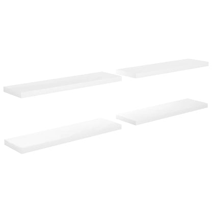 Vegghylle Høyglans Hvit Flytende 4 stk 90x23,5x3,8 cm