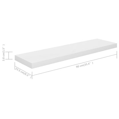 Vegghylle Høyglans Hvit Flytende 4 stk 90x23,5x3,8 cm