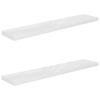 Vegghylle Høyglans Hvit Flytende 2 stk 120x23,5x3,8 cm