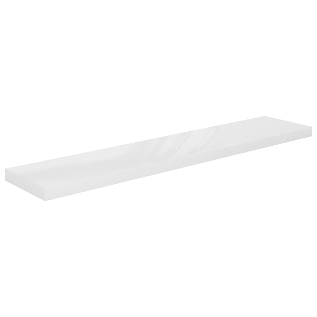 Vegghylle Høyglans Hvit Flytende 2 stk 120x23,5x3,8 cm