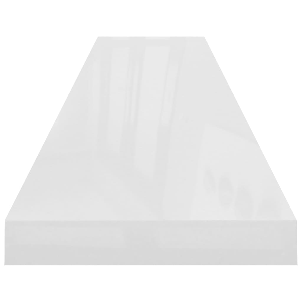 Vegghylle Høyglans Hvit Flytende 2 stk 120x23,5x3,8 cm