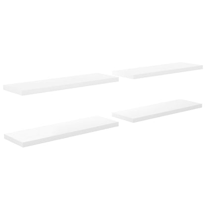 Vegghylle Høyglans Hvit Flytende 4 stk 120x23,5x3,8 cm